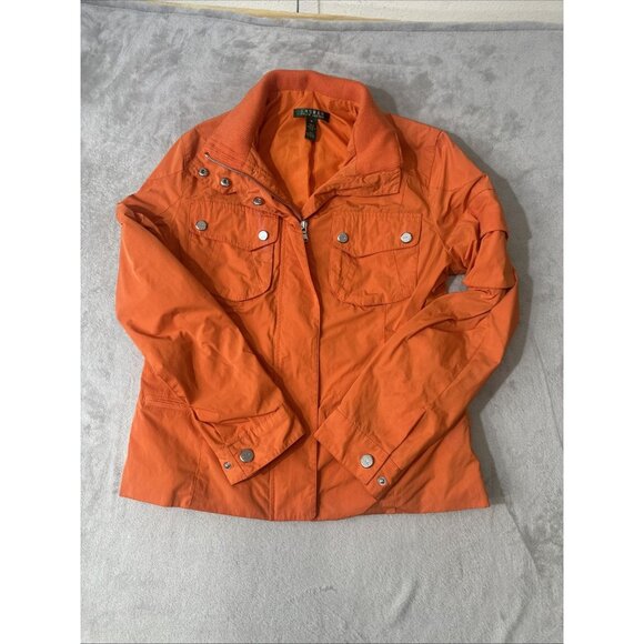 Lauren Ralph Lauren Jackets & Blazers - Lauren Ralph Lauren Women’s Medium Orange Utility Jacket Zip Snap Front